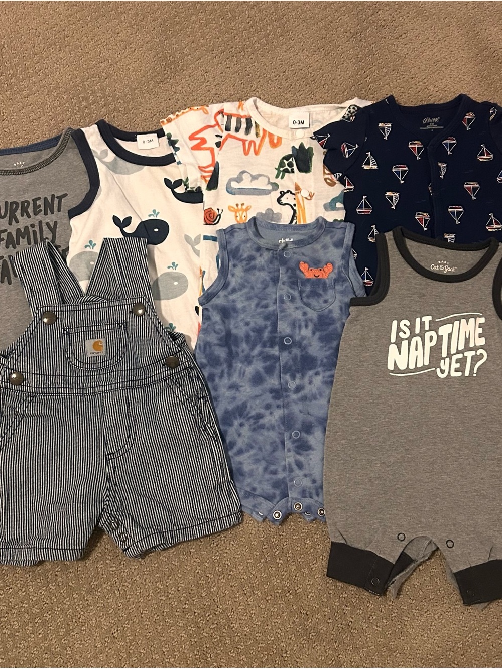0-3 month baby boy rompers bundle of 7
